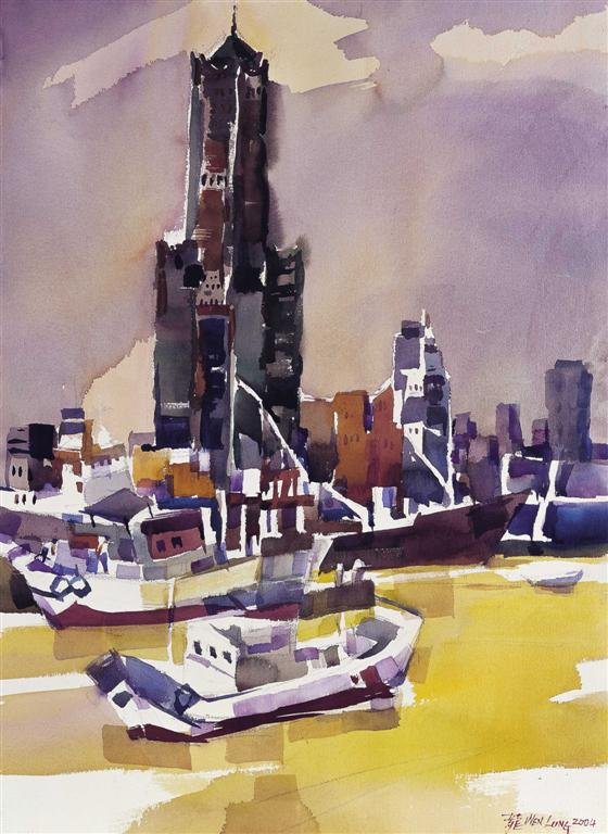 C005 陳文龍---高雄 High  Up  56x76cm  2004 